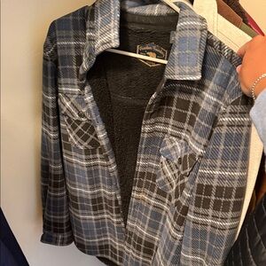 Freedom Foundry Men's Blue & Black Plaid Sherpa-Lined Jacket